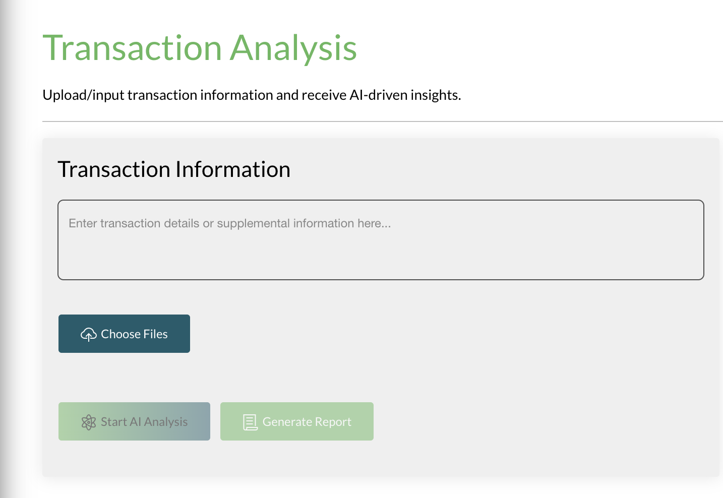 Transaction Analysis Page Screenshot